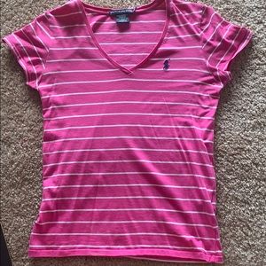 Pink and white striped Ralph Lauren t shirt